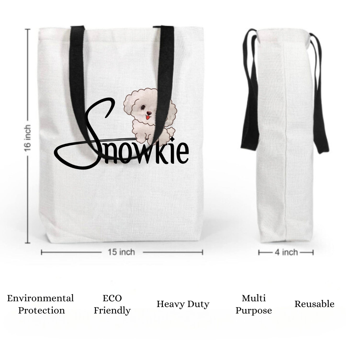 The Snowkie Tote Bag with Measurements